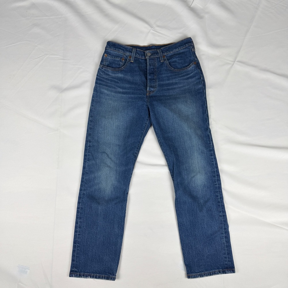 Levis 501 Original Fit Straight Leg Blue Denim‎ Button Fly Jeans Mens 29x32